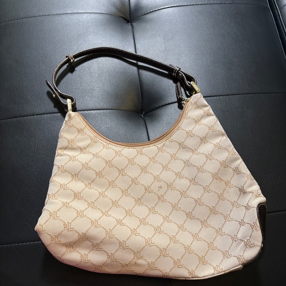 Ralph Lauren cream brown beige tan  purse handbag hobo - Picture 2 of 3